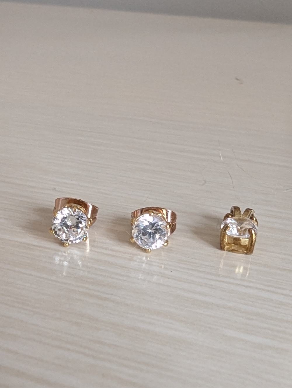 Gold Tone Moissanite Stud Earrings and Pendant Set